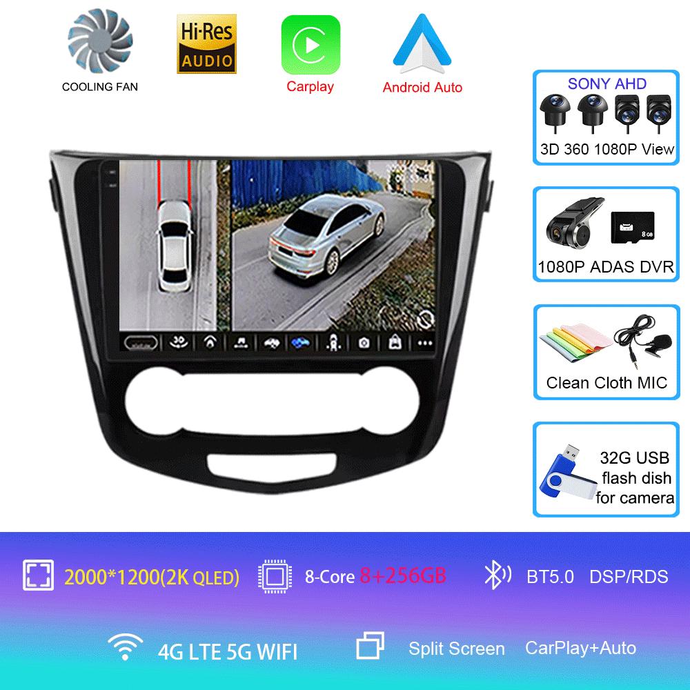 2 Din Android 14 Car Radio For Nissan Qashqai 2 J11 X-Trail T32 Rogue 2013-2021 Multimedia Player 2Din Carplay Stereo DVD