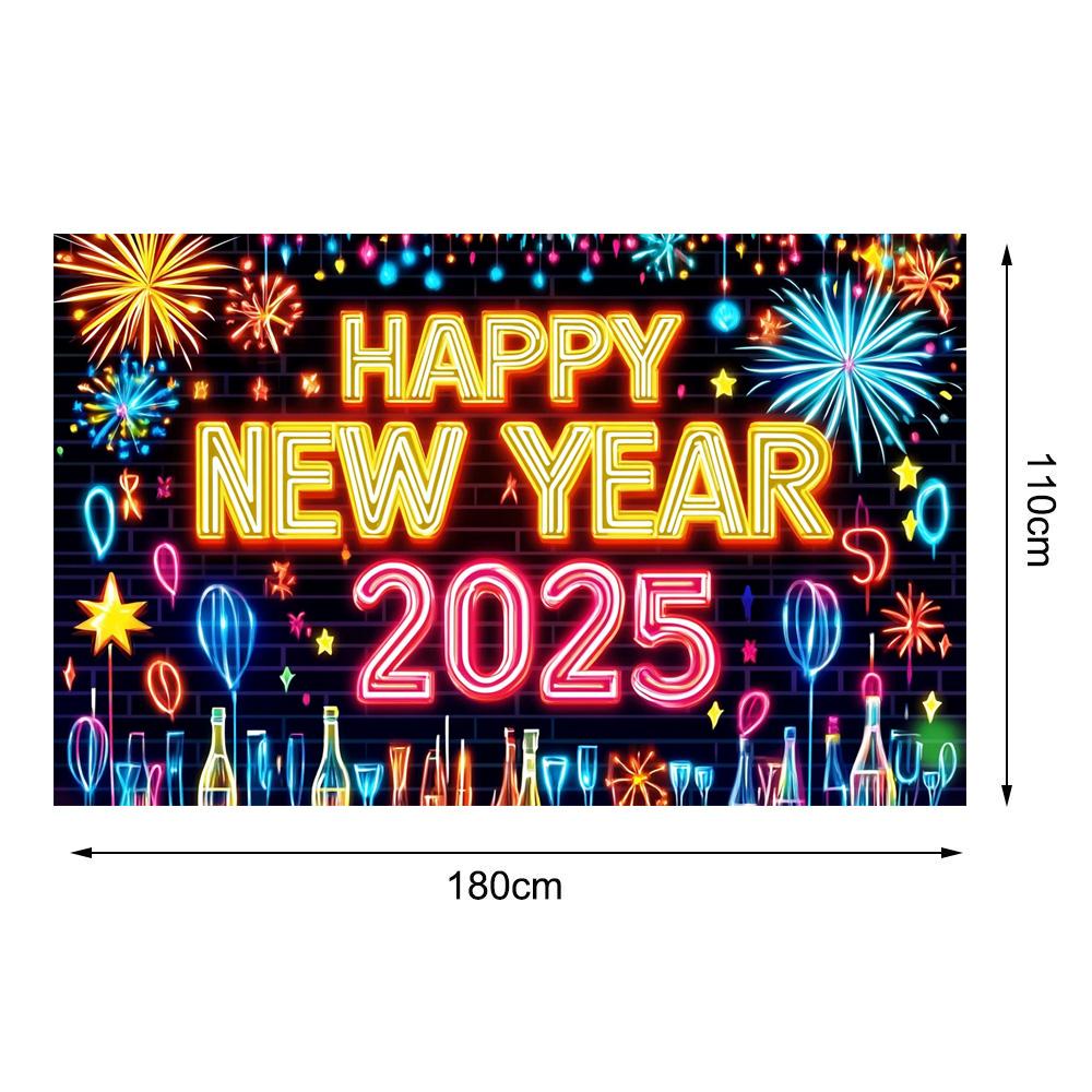 2025 Anul Nou Fericit Fundal Neon Glow Graffiti Fundal Familie Sărbătoare Petrecere Portret Decor de Perete Banner Recuzită Cabină Foto