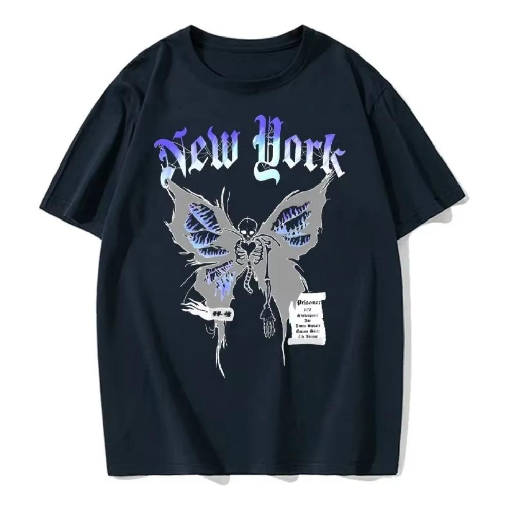 Summer Men's Fashionable Butterfly Print Casual Hip-hop Street Style Men's Round Neck T-shirt