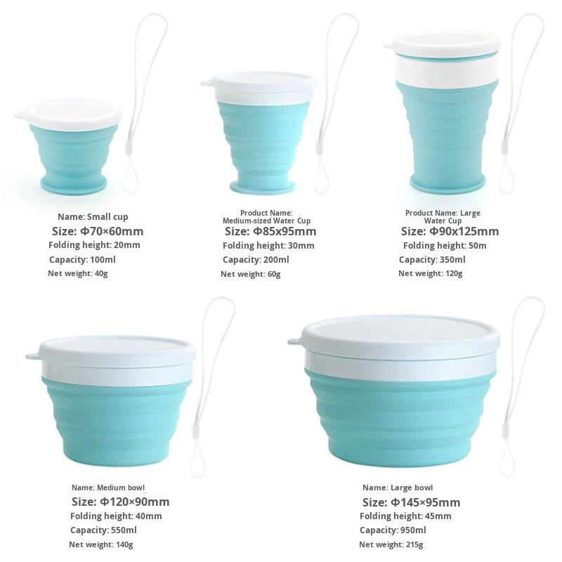 New Design Eco-Friendly BPA Free Handmade Silicone Foldable Collapsible Bowl Dinnerware Drinkware for Camping