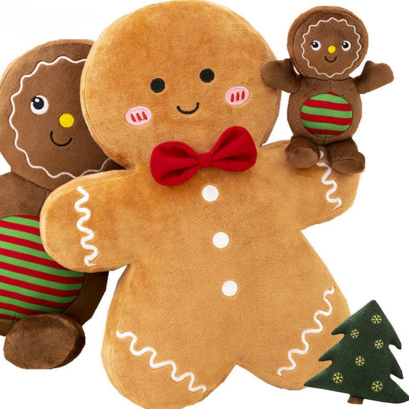 Adorabile peluche di pan di zenzero, ripieno di caramello e cioccolato, cuscino con omino di pan di zenzero, albero di Natale, fiocco, anello, decorazione, cervo di Natale