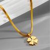 Women Gold‑Tone Titanium‑Steel Four‑Leaf‑Clover Simple Versatile Light‑Luxury Collarbone Chain Necklace