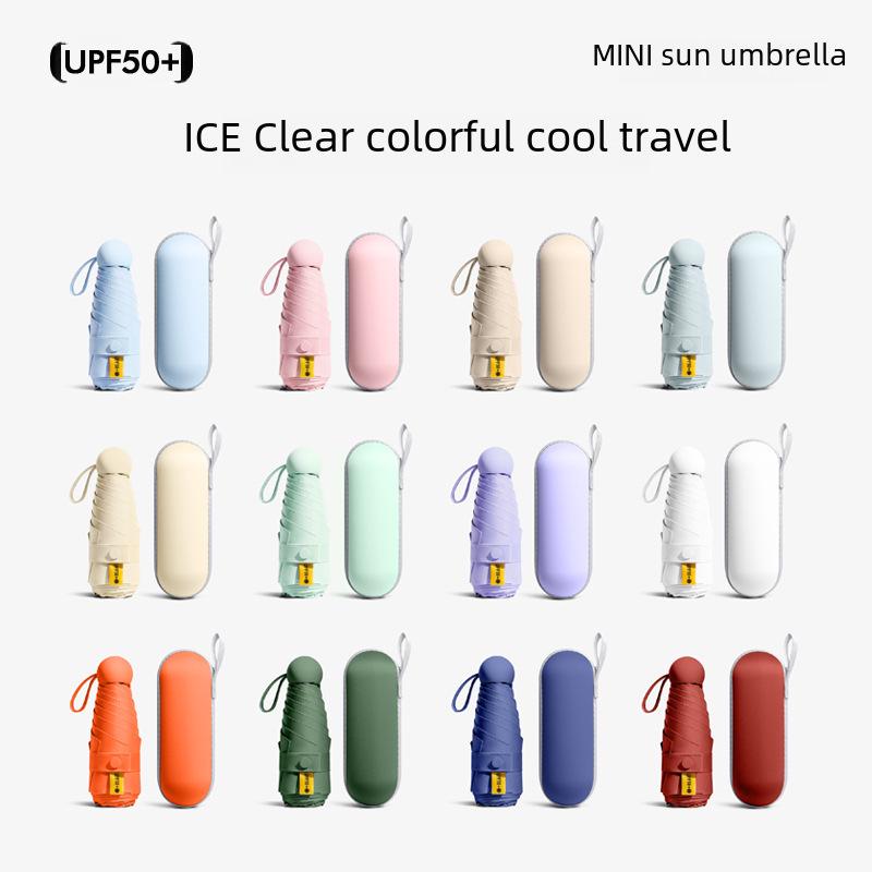 Portable Women's Sun Protection Umbrella - Mini Black Capsule Design