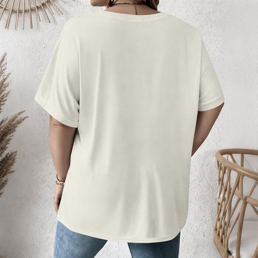 Women's Plus Size Fashion Casual Short-Sleeve T-Shirt With Round Neck