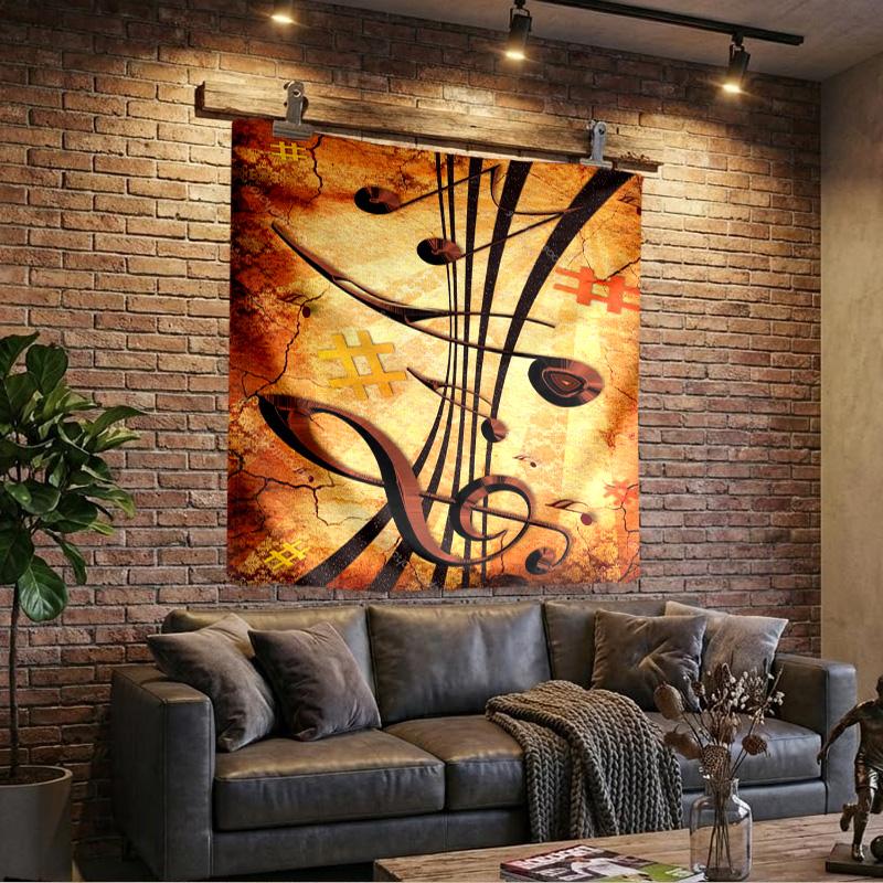 Music Notes Sparkle Printed Tapestry, Wall Hanging,Livingroom, Dormitory, Large Wall Decor, Fabric Decor Fan Birthday Gifts