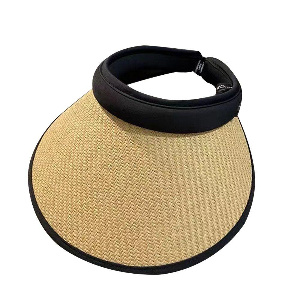 

Portable Beach Hat Wide Brim UV Protection Sun Hat Summer Casual Straw Cap Visors For Women
