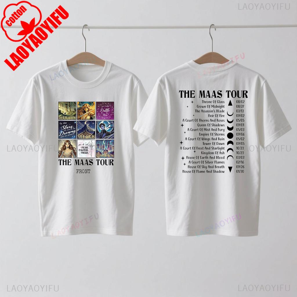 Sarah J Maas SJM Merch Světové turné Tričko Throne of Glass Oblečení pro fanoušky Crescent City Letní móda Ležérní pohodlná bavlněná trička