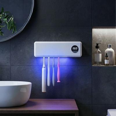 Electric Toothbrush Sterilizer UV Toothbrush Sterilization with 4 Slots Rechargeable Wall Mounted for Bathroom Toothbrush Holder