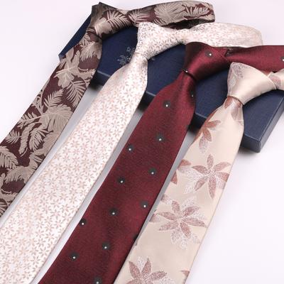 Cravatta da Uomo Fantasia Abito da Lavoro Business Banchetto Ospite Jacquard 8 cm Stile Retrò Abito Colore Caffè Floreale A Mano
