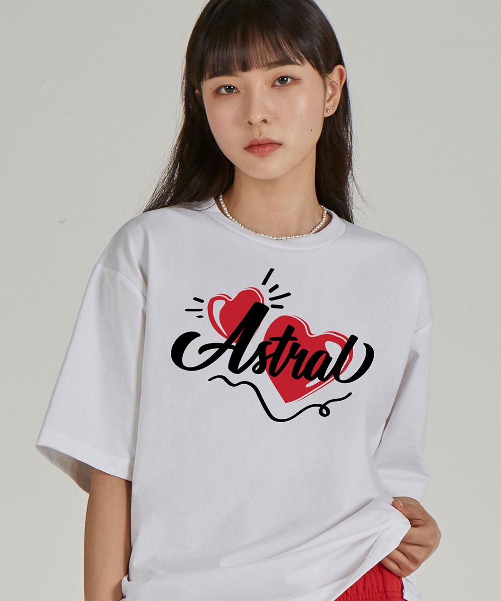 Astral Projection Double Heart Round Neck 15-Count Cotton Short Sleeve T-Shirt_White Xl