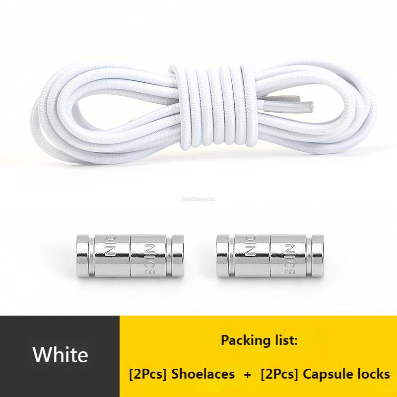 No Tie Shoe Laces Round Capsule Metal lock Elastic Shoelaces For Sneakers easy installation Lazy Shoes Lace Accessories