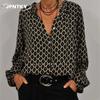 JPNTKYWomen's Fashion Casual Solid Color Print Long Sleeve Blouses & Shirts