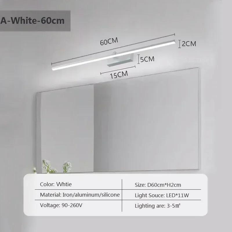 Modern LED Wall Lamp Mirror Decor Lighting 60/80/100cm Long Strip Light For Bedroom Bathroom Washroom Kitchen Indoor Luminaires