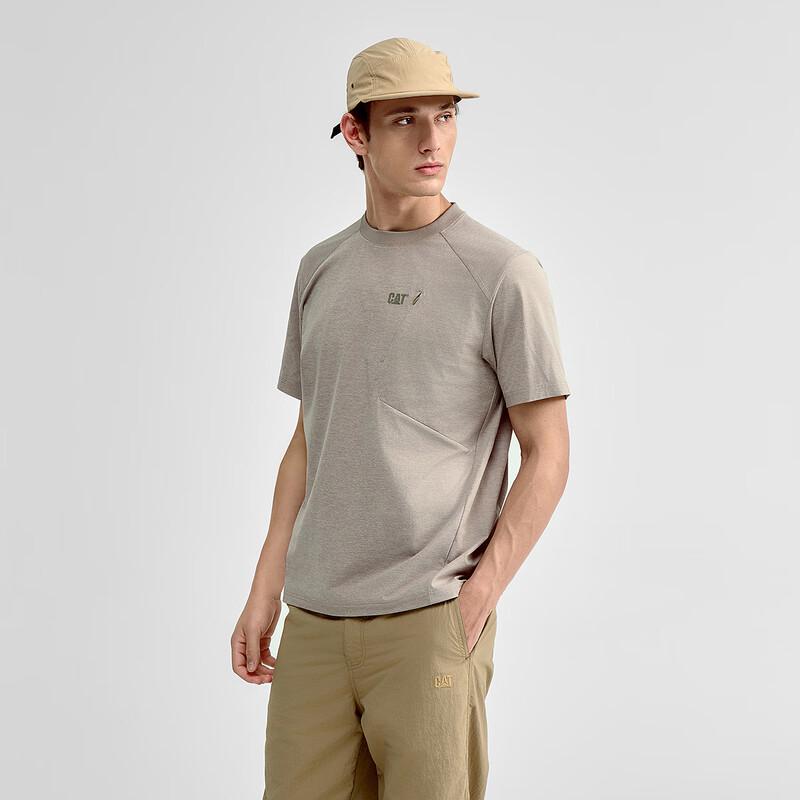 

CAT Men s Slanted Zipper Pocket Crew Neck Short Sleeve T-Shirt M