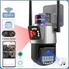 Neue EU 8MP 4K IP Kamera Outdoor WiFi PTZ Dual Lens Dual Screen Auto Tracking Wasserdichte Sicherheit Video Überwachung polizei Licht Alarm CCTV