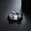 Fashion Retro Gothic Metal Frog Ring For Men Women, Vintage Silver Color Adjustable Open Ring, Hip Hop Party Jewelry Gift