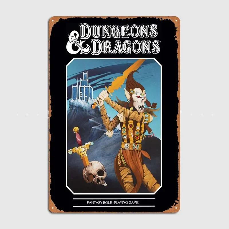 D-Dungeons And Dragons Posters Bedroom Decoration Game Signs Wall Art Vintage Metal Tin Sign for Gamer Room Wall Decoration Home