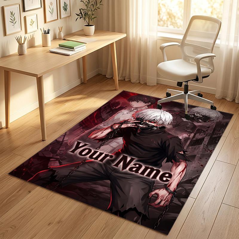 Personalized Crystal Velvet Carpet,Tokyo Ghoul Custom Printed Name, Plush Area Rug For Home Indoor Decor
