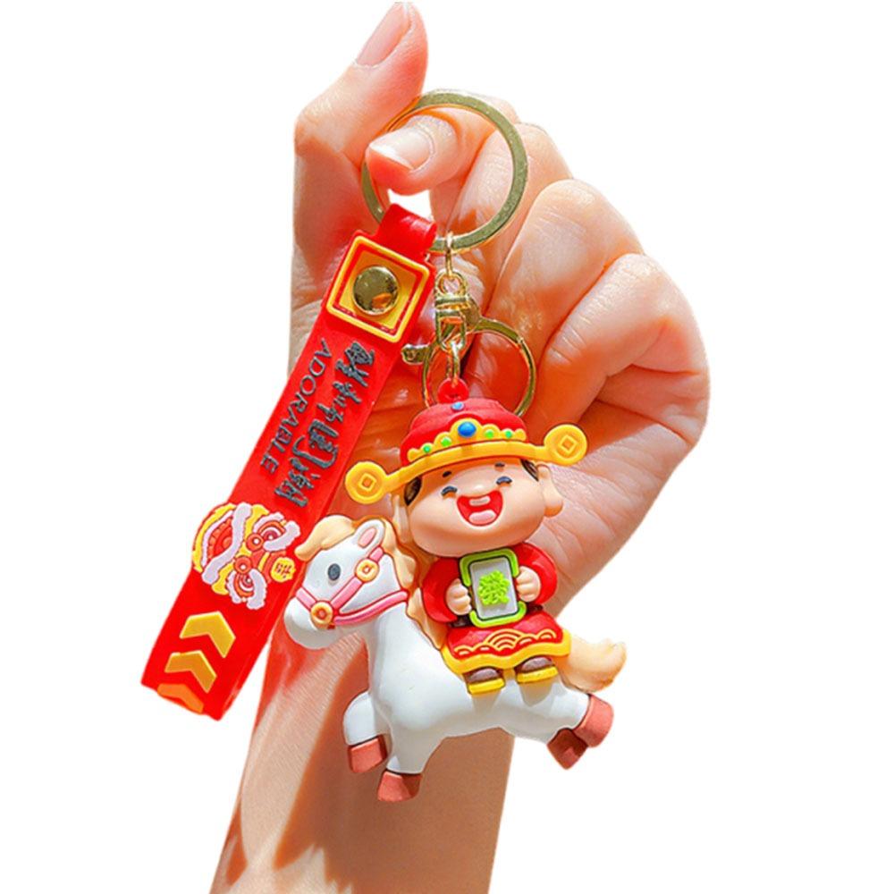 

Little God of Wealth Horse Year Keychain Chinese Style New Year Keyring Festive Decor Style2