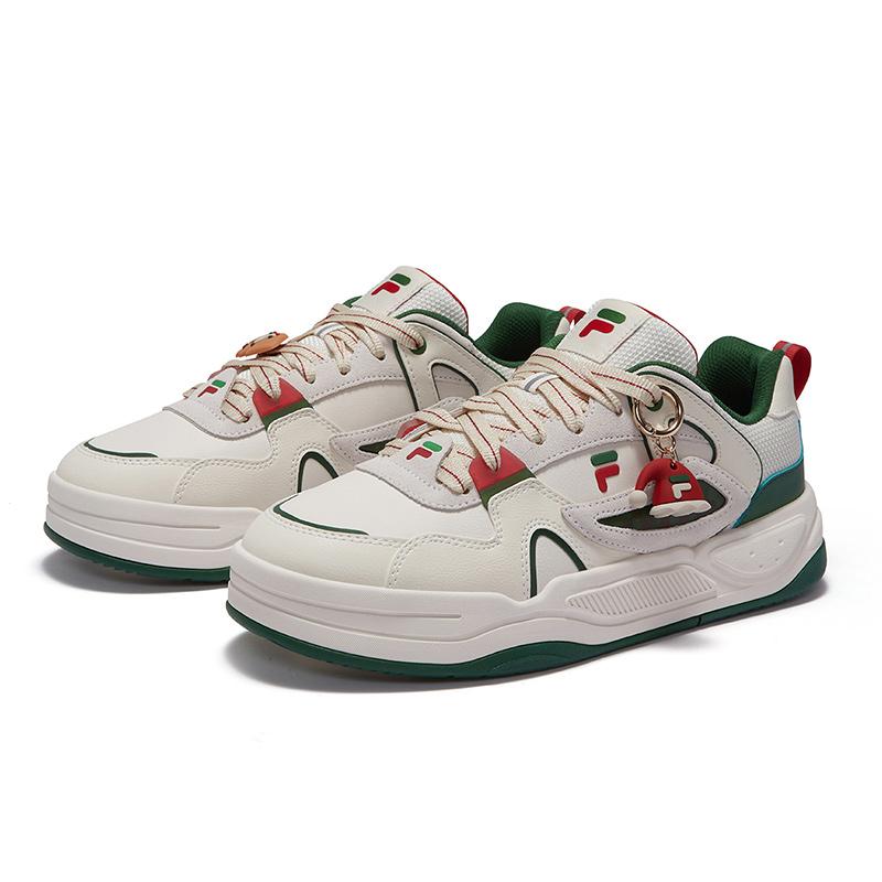 FILA Fusion Bank II Synthetic Leather Fabric Christmas Versatile Low-Top Sneakers Men sneakers White Green T12M512904FGE