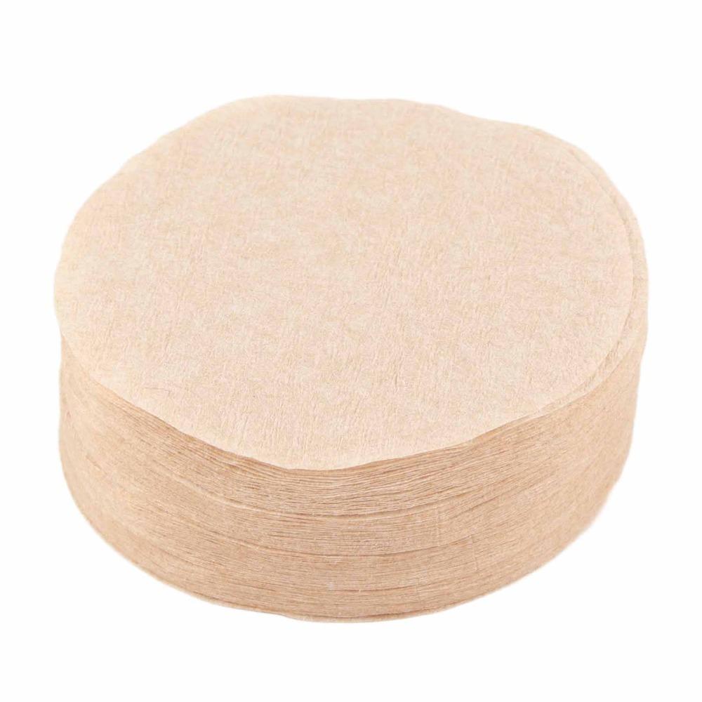 100 PCS Set Unbleached Paper Coffee Filter Paper Odorless Dia. 68mm Replacement Filter Dia. 60mm Round Shape Wooden Fiber Filter