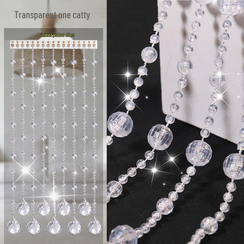 Transparent Crystal Bead Door Curtain for Wedding Decoration - DIY Hanging Partition with Feng Shui Elements, No Punching Required.