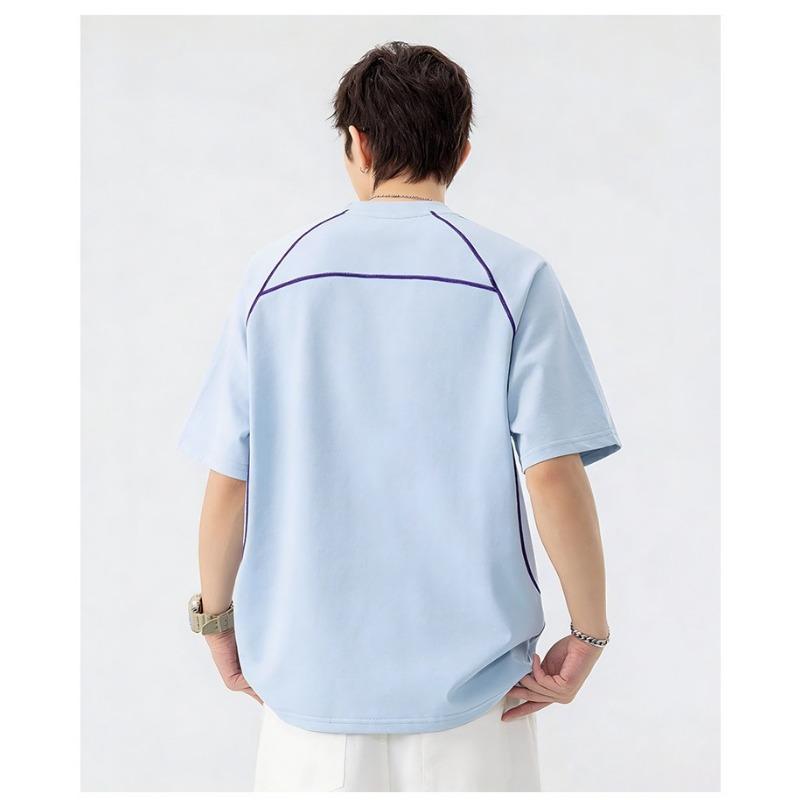 Men Raglan Sleeve Contrast Stitch T Shirt Short Sleeve Crew Neck Oversized Casual Top for Men