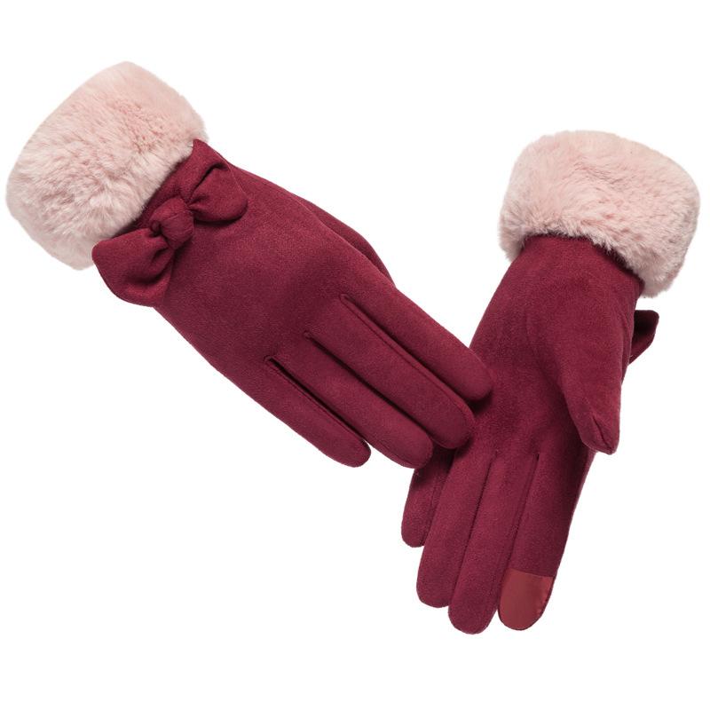 Gloves Winter Cute Student Suede Warm Fleece Thickened