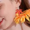 Autumn Maple Leaf Dangle Earrings Orange Earrings Novelty Plant Jewelry for Women and Girls Nature Series Present