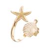 Creative Pearl Shell Starfish Cuff Enamel Ocean Vibe Metal Bracelet Gold Color Irregular Open Bangle Women