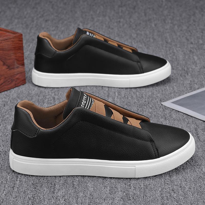 

Мужские модные однотонные низкие туфли для скейтбординга большого размера 2025 года, повседневные кожаные туфли с одной педалью 44 чёрный