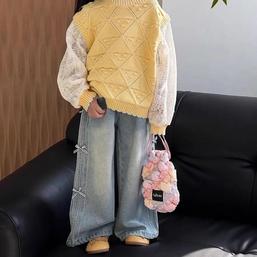 Girls' Pants Children's Jeans Loose Wide Leg Pants Korean Casual Jeans