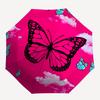 1pc Butterfly Pink Sky Automatic Folding Umbrella, 8-Rib Iron Frame, Casual Outdoor Accessory for Birthday Festival Gifts yy251128186
