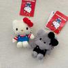 Hello Kitty Kawaii Plush Doll Pendant Cartoon JK Pleated Skirt Kitty Long Leg Doll Toy Keychain Uniform Backpack Charm