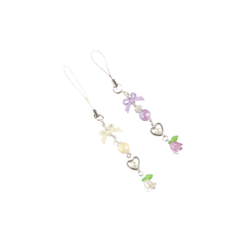 Bow Bead Phone Chain Anti-loss Cell Phone Strap Mobile Accessories Mobile Phone Lanyard  Woman Girl