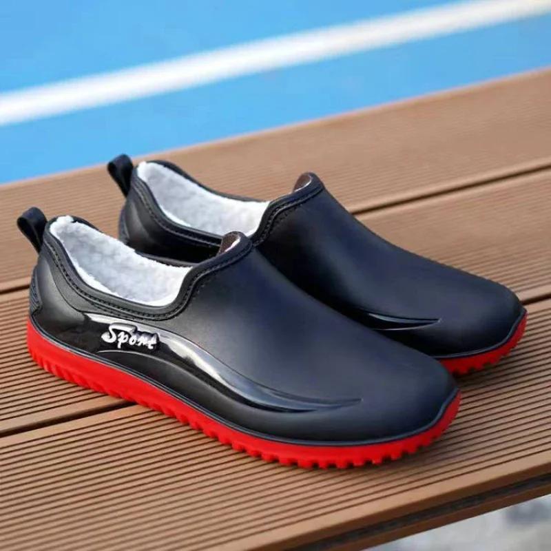 Hot Sale Men's Rain Boots Low-top Non-slip Men Rain Shoes Wear-resistant Waterproof Work Shoes Outdoor Fishing Rubber Shoes Male