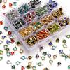 10pcs/lot Stainless Steel Crystal Love Heart Double Ring Pendants for DIY Bracelet Necklace Beads Jewelry Making Accessories