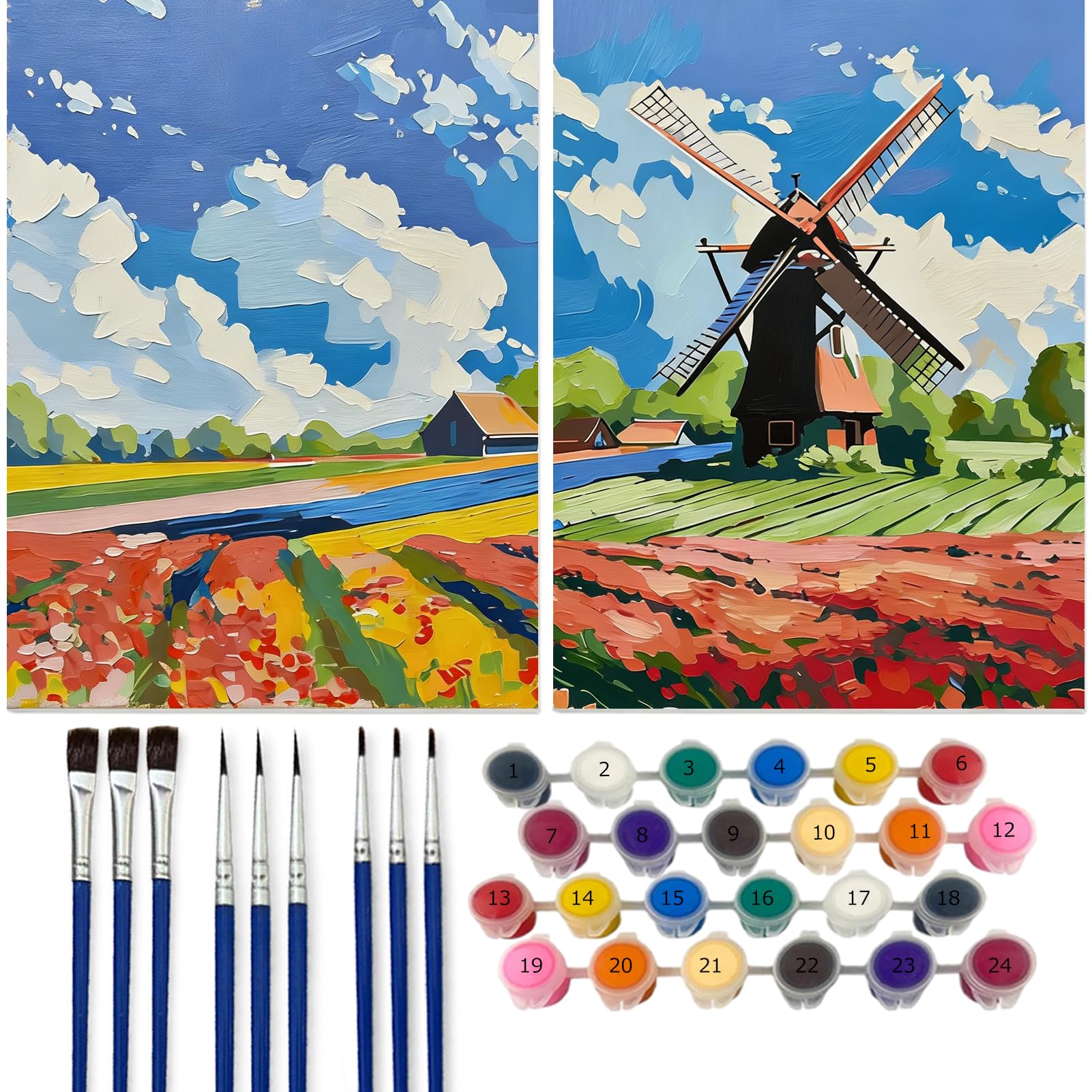 

Paint by Number DIY Painting Kit for Adult Coloring Relaxing Landscape Wall Includes Acrylic 40 x 30 cm 2-Piece Set Canvas, Book, Beginner-Friendly,