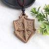 Handmade Wooden Pendant Necklace Ethnic Boho Style Long Chain Leaf Design Natural Women