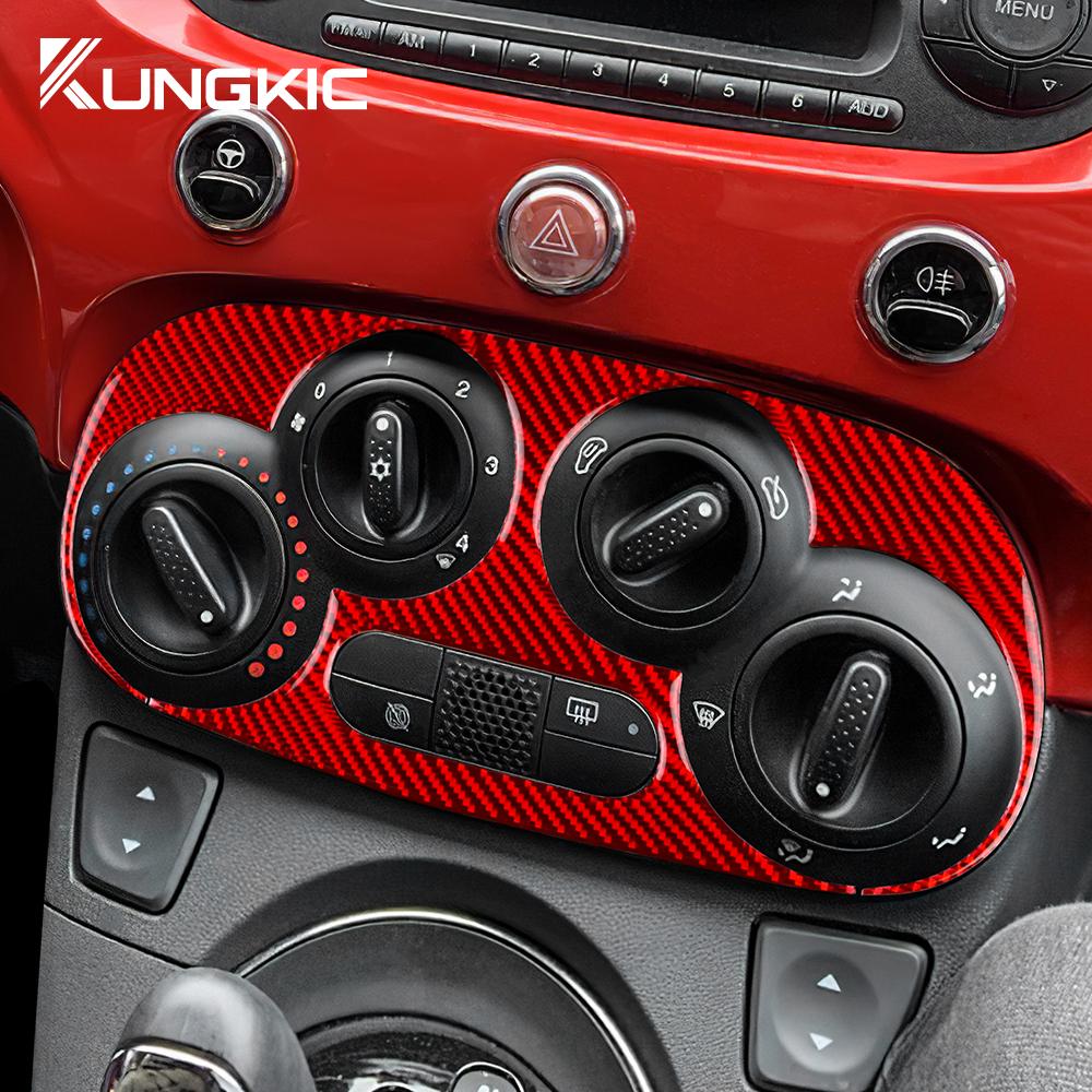 Carbon Fiber Style Interior Sticker for Fiat 500 Abarth 595 2012-2016 2017 2018 2019 2020 2021 2022 2024 Abarth 695 2017-2024 AC Interior Panel