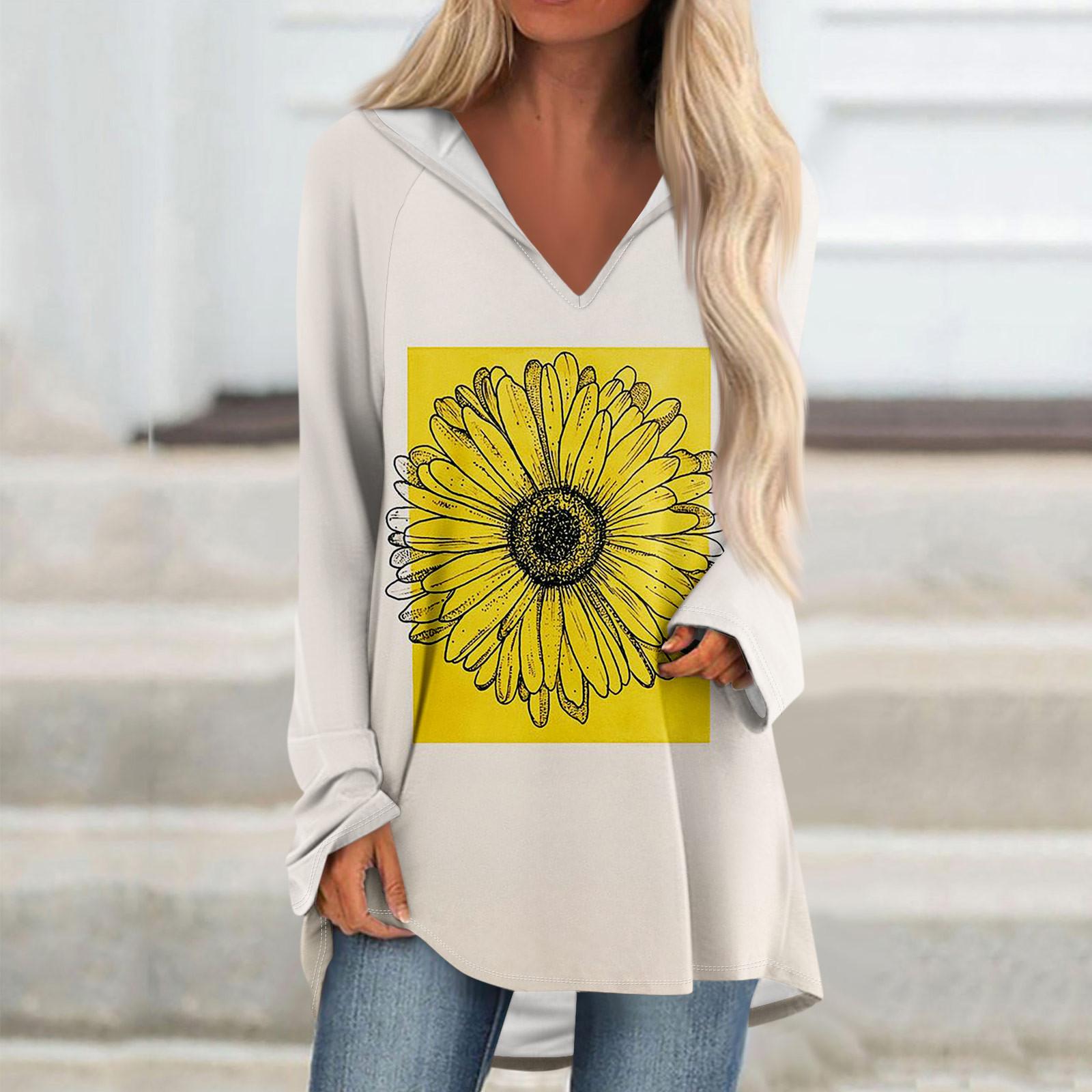 

Женские свободные топы с V-образным вырезом и капюшоном с длинными рукавами, повседневные топы, домашние пижамы для отдыха, топы S