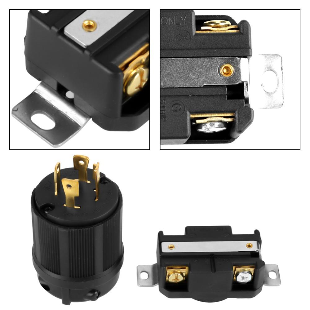 1 Set NEMA L14-30P Generator Adapter Plug 30A125V-250V 4 Pin Plug & Set Industrial Grade Solid Copper Conductors
