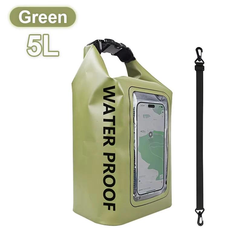 2L/5L Dry Bag Touch Screen Swimming Waterproof PVC Bag Rafting Floating Shoulder Outdoor Sports Bags Surfboard Kayak Storage Bag