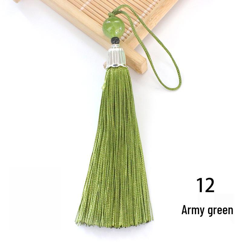 8cm Beaded Ice Silk Tassel Pendant for Hats & Bookmarks - Fine Thread Design, Free Shipping