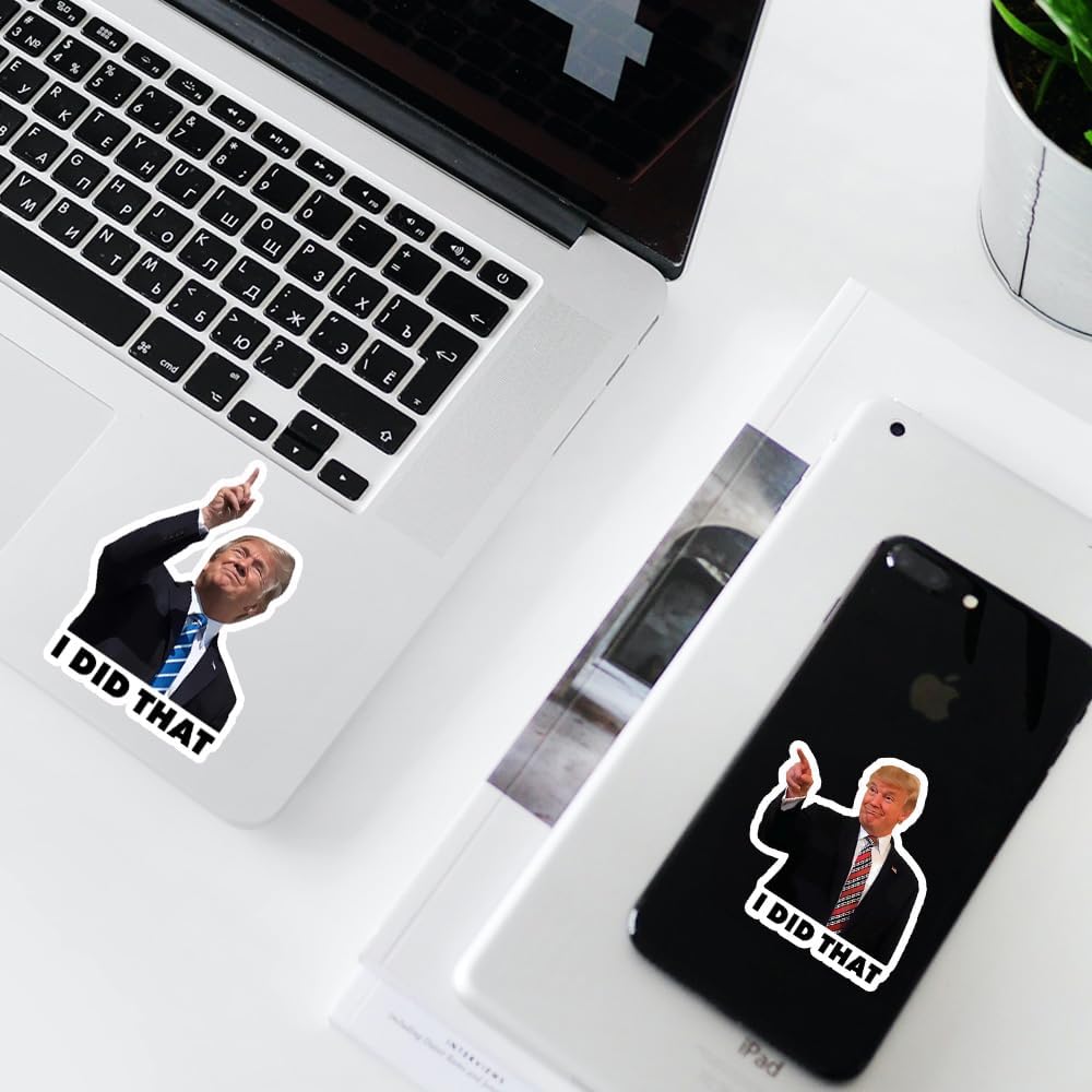 Trump I Did That Stickers, 100 Pcs, 3" Large Size, Multicolor, Vinyl, Modern, Contemporary, Rectangular, Outdoor, President Trump, Lightweight