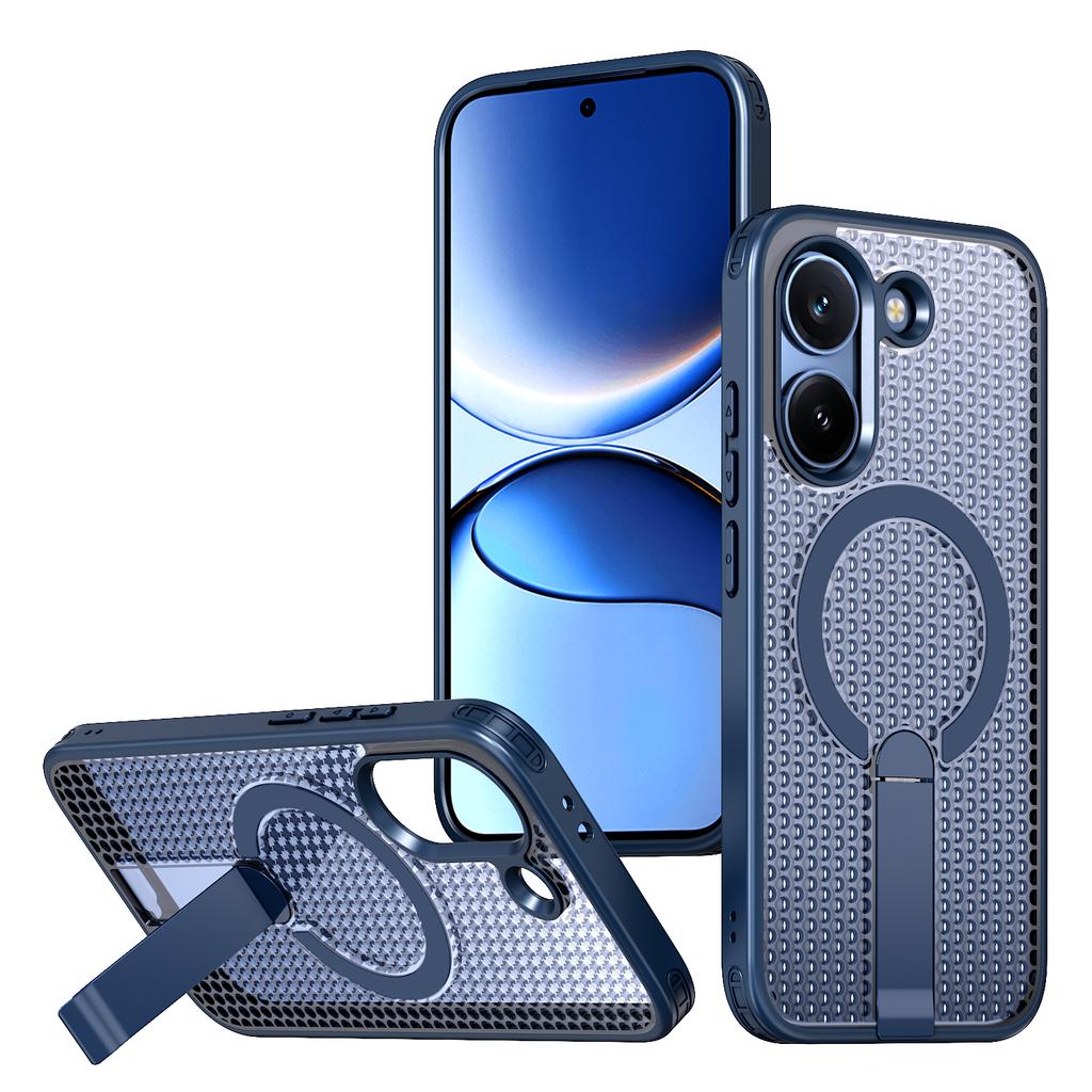 Anti-fall Cooling Hole Design Magnetic Case For Xiaomi Poco X8 Pro Redmi Turbo 5 5G Metal Bracket TPU Acrylic Phone Cover Fundas