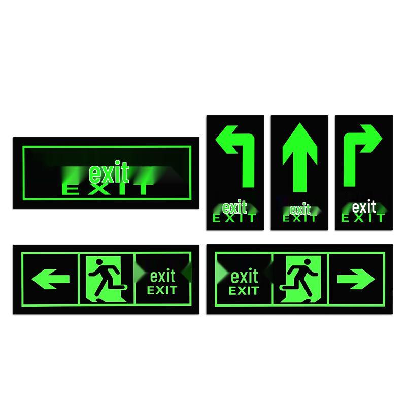Självlysande Nödutgångsskylt Klistermärke - Ingen Elektricitet Behövs