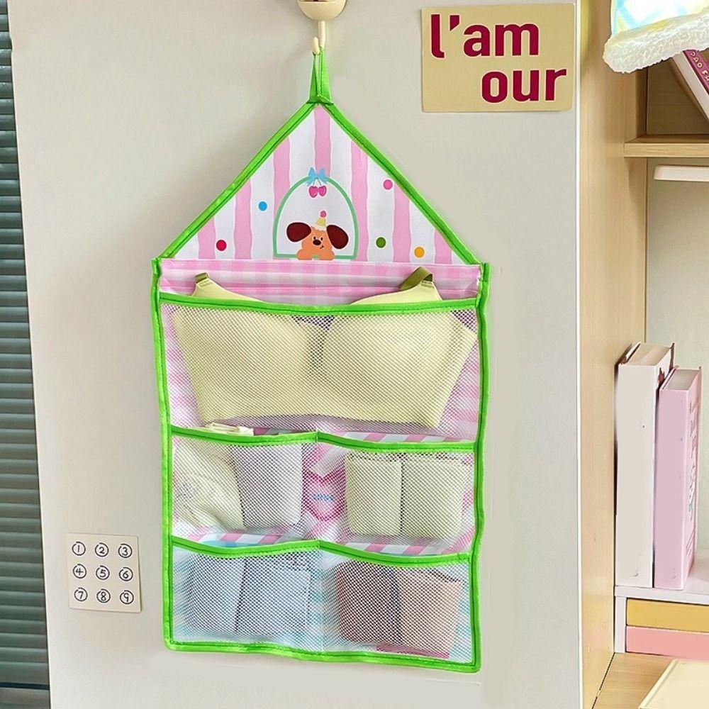 Wall Mounted Hanging Storage Mesh Bag Large Capacity Space Saving Underwear Socks Storage Bag Folding Breathable