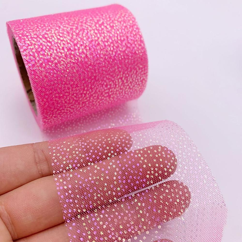 Material Crafts DIY Supplies Creative Rainbow Tulle Webbing Fabric Mesh Belt Silver Dot Ribbon