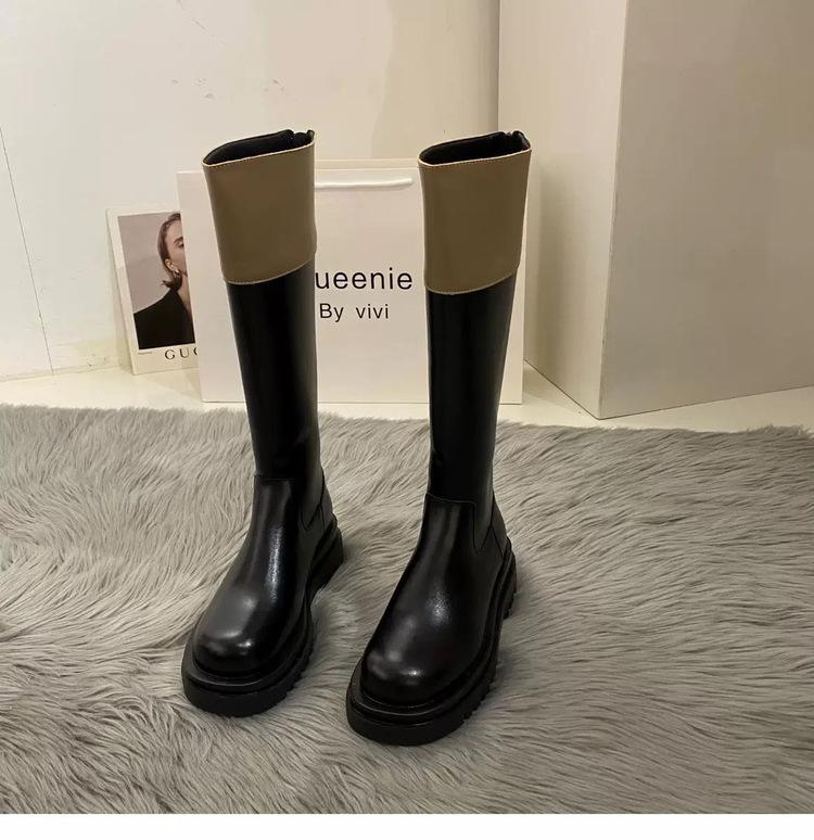

Clearance processing~ Thick-soled color-matching long knight boots children s 2025 autumn new high-tube soft leather boots 40